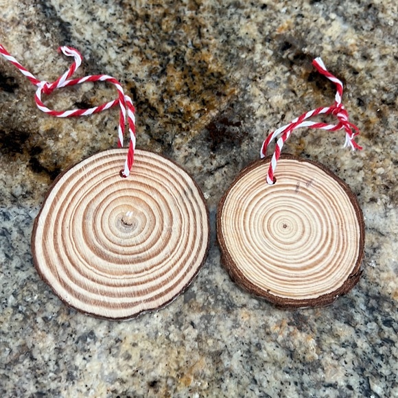 Handmade Snowman Painted Wooden Ornament Duo, Christmas Gift Decor Red White - Picture 7 of 7